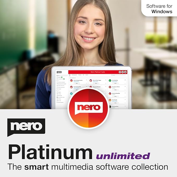 Nero Platinum Unlimited | Video Editing | Backup | Manage & Play Media | 8K | Artificial Intelligence | Photos | Music | PC Tuning | Windows 11/10/8/7 | 1 PC